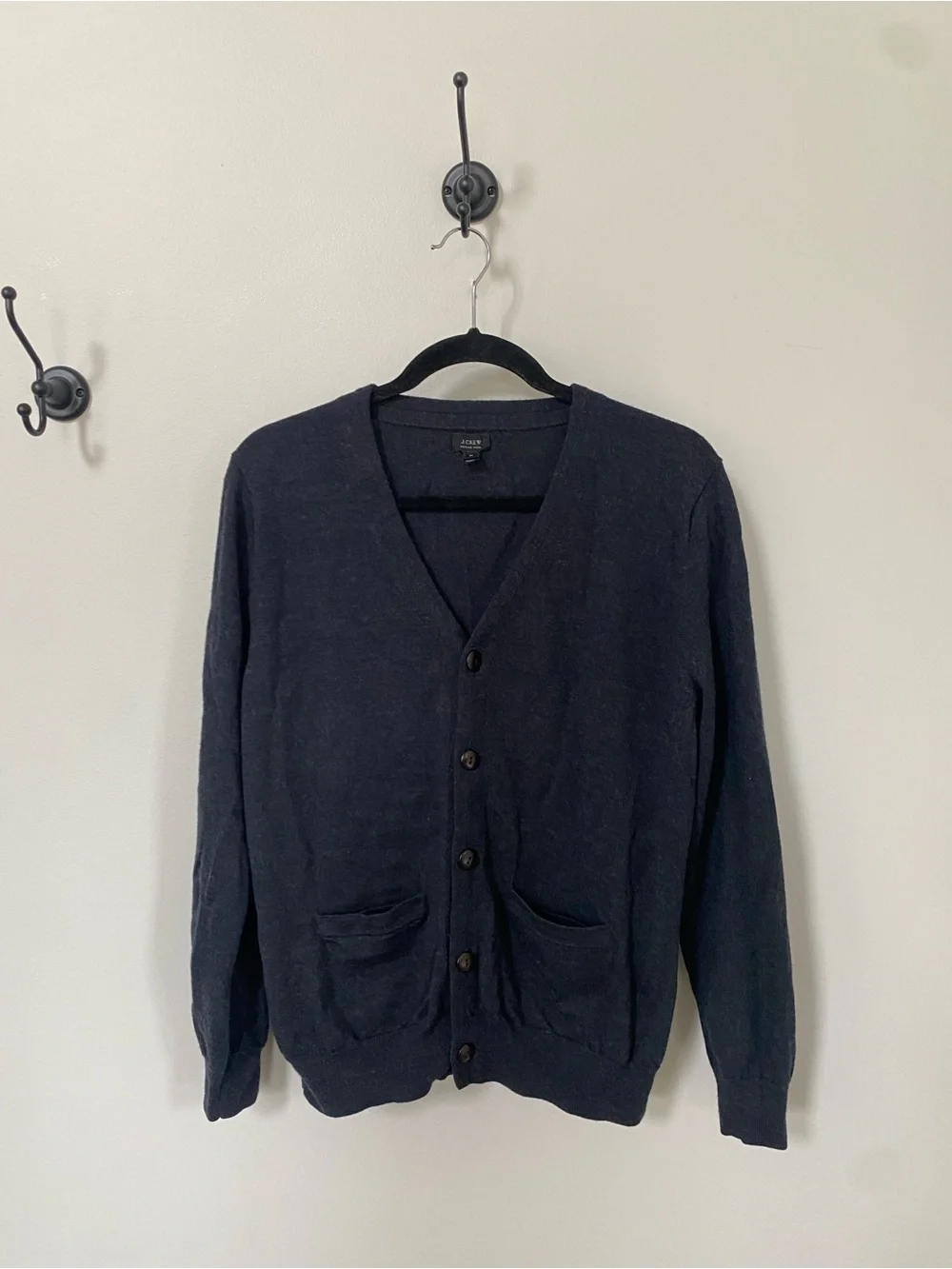 J.Crew Classic Heather Black Merino Wool Women’s Cardigan SZ Medium